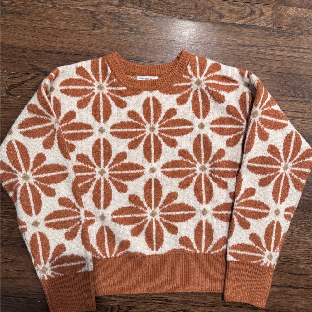 Newbury Kustom Floral Sweater - Orange and Cream